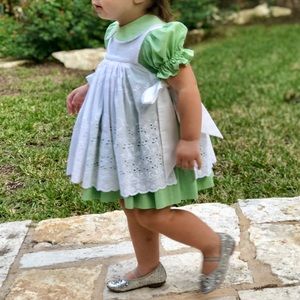 4T Vintage Handmade Dress and Eyelet Lace Pinafore